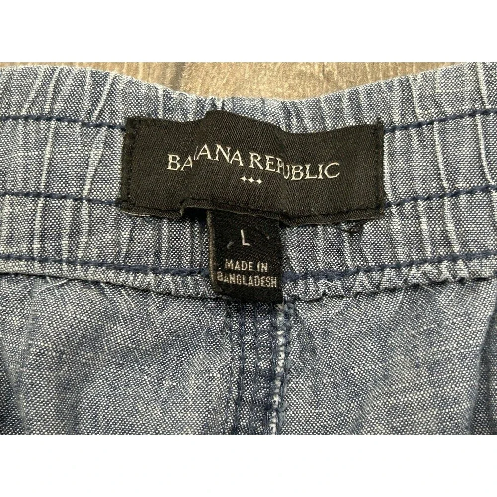 Banana Republic Chambray Drawstring Deck Shorts Mens Large Blue 7.5